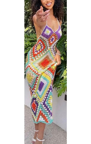 Handmade Crochet Knitted Maxi Dress