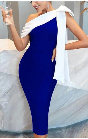 Off the Shoulder Bodycon Rayon Bandage Bow  Dress (2 Colors)