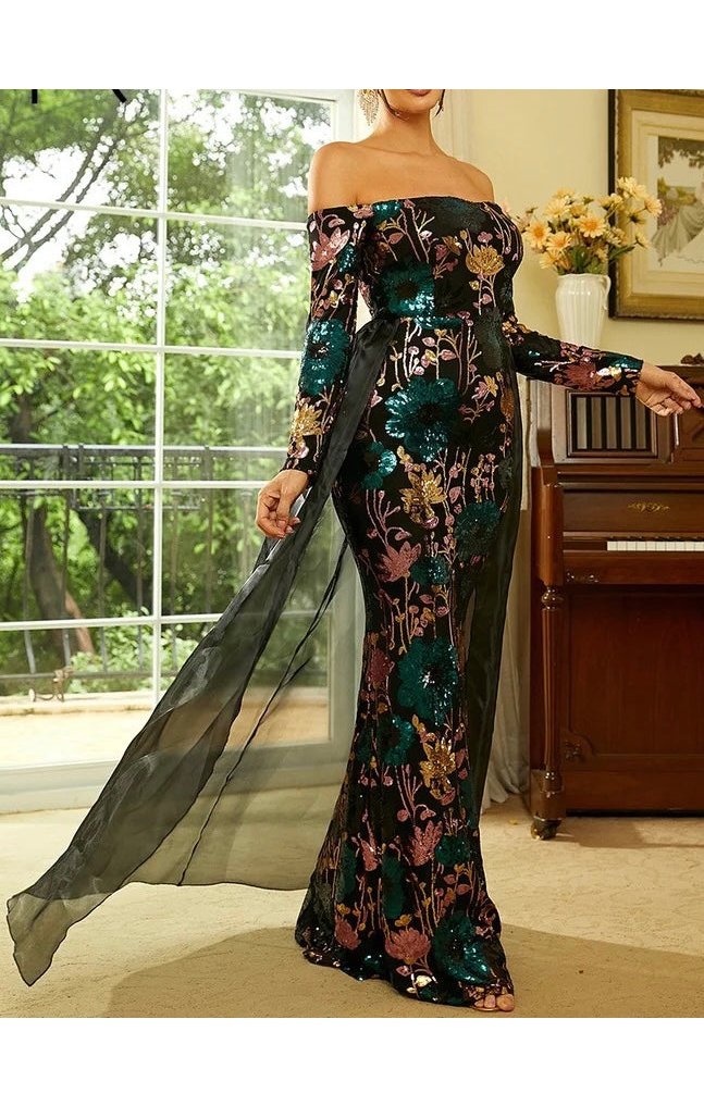 Elegant Multicolor Draped Formal dress