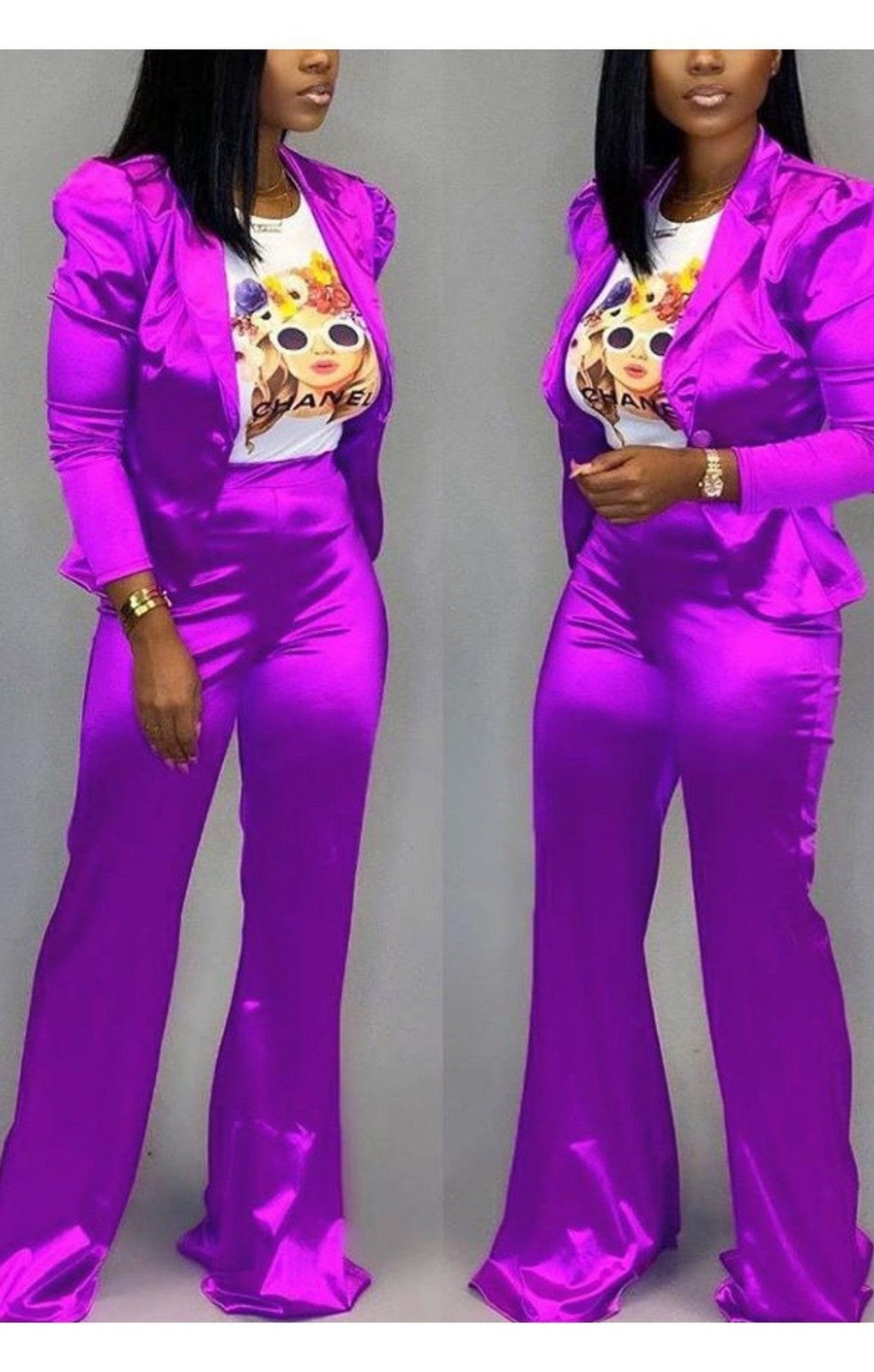 Purple  2 Piece Suit Set (Tee Not Included)