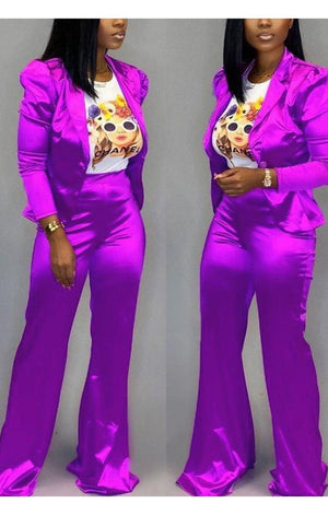 Purple  2 Piece Suit Set (Tee Not Included)