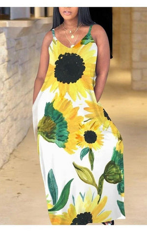 Allover Sunflower Print Cami Dress